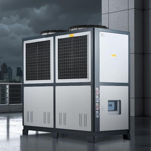 Air-Cooled Water Chiller 25HP Industrial Water Chiller 60480 Kcal/h Cooling Capacity Dual Compressor 53 Gal. Large Tank