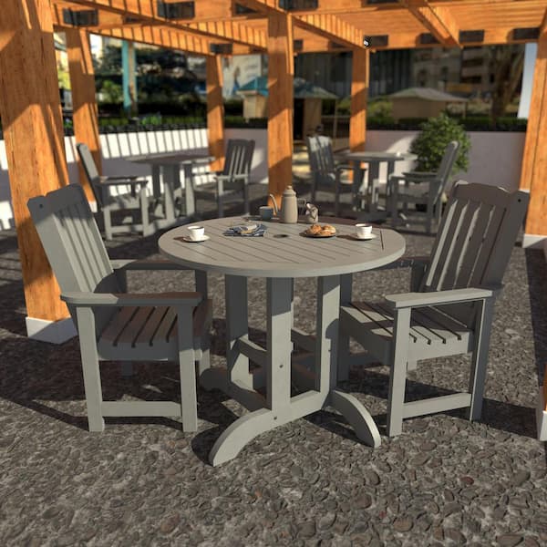 Highwood Springville 3-Pieces Round Recycled Plastic Outdoor Dining Set