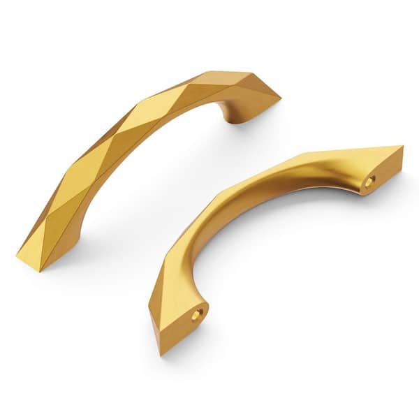 HICKORY HARDWARE Karat Collection Cabinet Pull 3 in. (76 mm) Center to Center Brushed Golden Brass Modern Zinc Arch Pull (1-Pack)