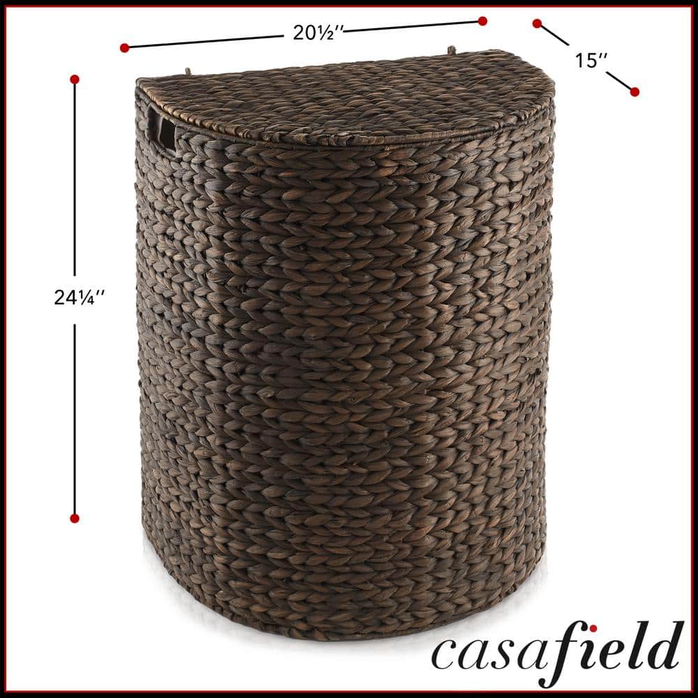 Espresso Wicker Half-Moon Laundry Hamper with Lid
