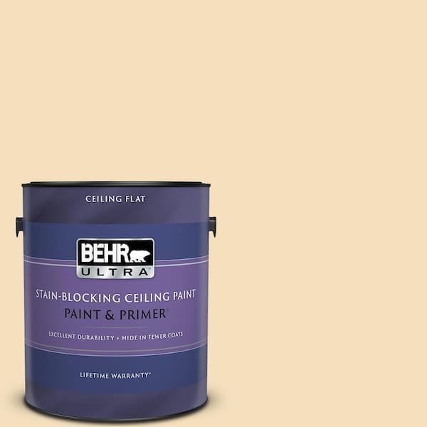 BEHR ULTRA 1 gal. 320E2 Cracked Wheat Ceiling Flat Interior Paint