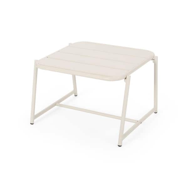 Noble House Pomander Matte White Rectangular Iron Patio Outdoor Side Table
