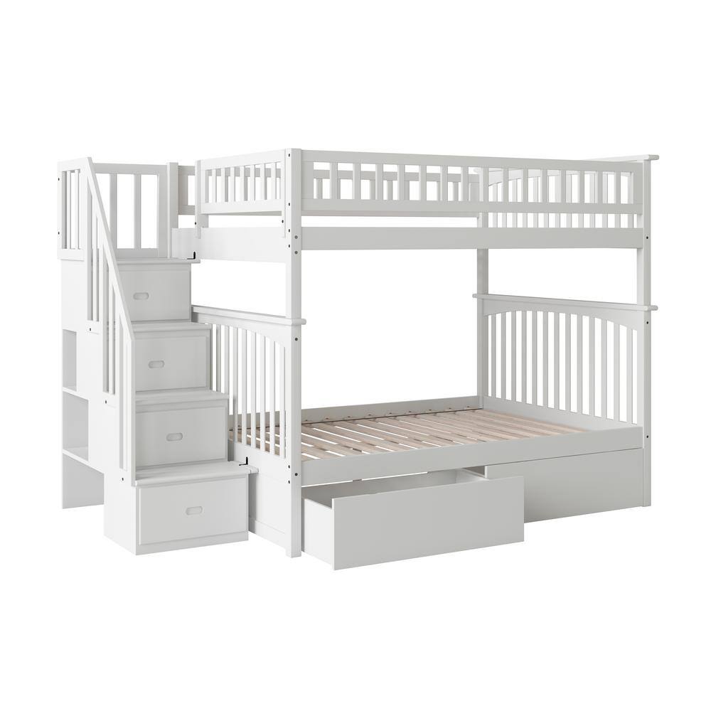 white bunk beds full over full