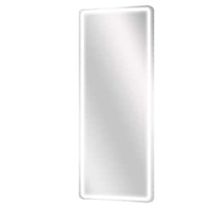 16 in. W x 60 in. H LED Light Rectangular White Aluminum Alloy Framed Rounded Full Length Mirror Floor Mirror