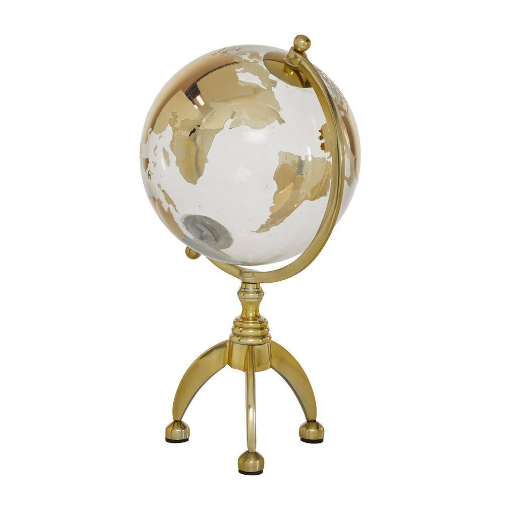 Gold Aluminum Globe with Tripod Base, 8-Inch