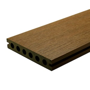 UltraShield Naturale Voyager Series 1 in. x 6 in. x 1 ft. Peruvian Teak Hollow Composite Decking Board Sample