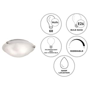 Constellation 12 in. 2-Light Brushed Nickel Flush Mount Ceiling Light Fixture with Frosted Linen Texture Glass Shade