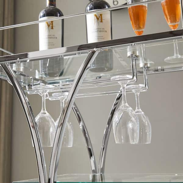 Bar cart with online hanging glasses