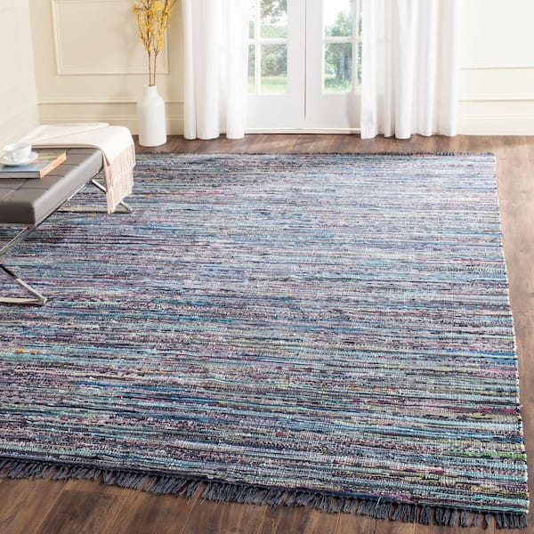 Rag Rug Ink/Multi 8 ft. x 10 ft. Striped Area Rug