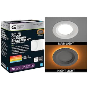 3 in. Canless Integrated LED Recessed Light Trim with Night Light 550 Lumens Adjustable CCT New Construction Remodel