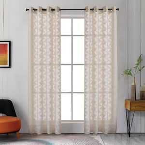 Blake 108 in.L x 54 in. W Sheer Polyester Curtain in Sand