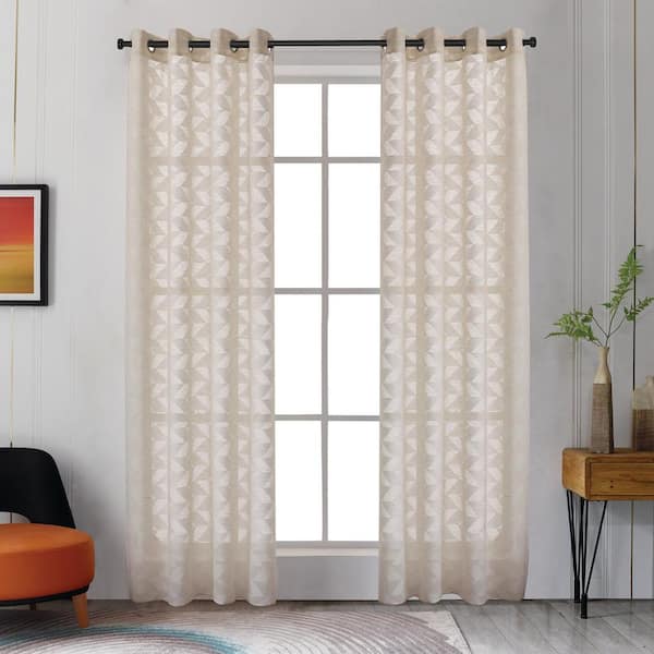 Lyndale Decor Blake 120 in.L x 54 in. W Sheer Polyester Curtain in Sand