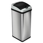 13 Gal. Stainless Steel Square Extra-Wide Lid Opening Motion Sensing Touchless Trash Can
