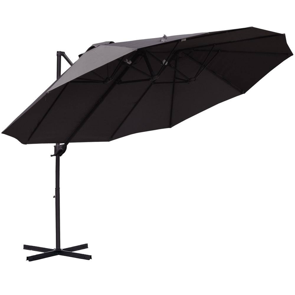 9 ft. x 14 ft. Steel Cantilever Patio Umbrella in Brown with Cross Base for Garden, Lawn, Backyard and Deck price history on PriceWatchPro