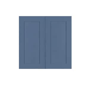 Lancaster Blue Plywood Shaker Stock Assembled Wall Kitchen Cabinet 24 in. W x 30 in. H x 12 in. D