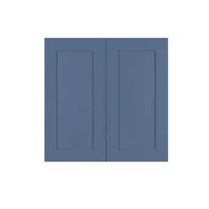 Lancaster Blue Plywood Shaker Stock Assembled Wall Kitchen Cabinet 27 in. W x 30 in. H x 12 in. D