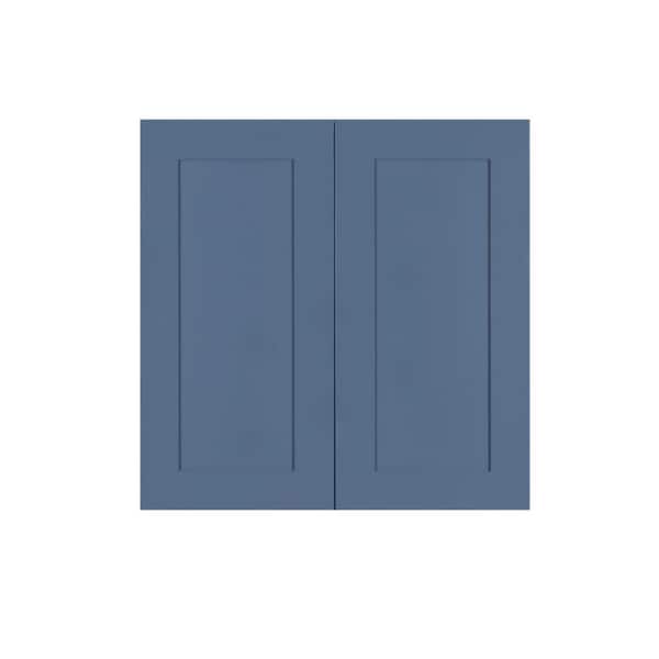 LIFEART CABINETRY Lancaster Blue Plywood Shaker Stock Assembled Wall Kitchen Cabinet 36 in. W x 30 in. H x 12 in. D