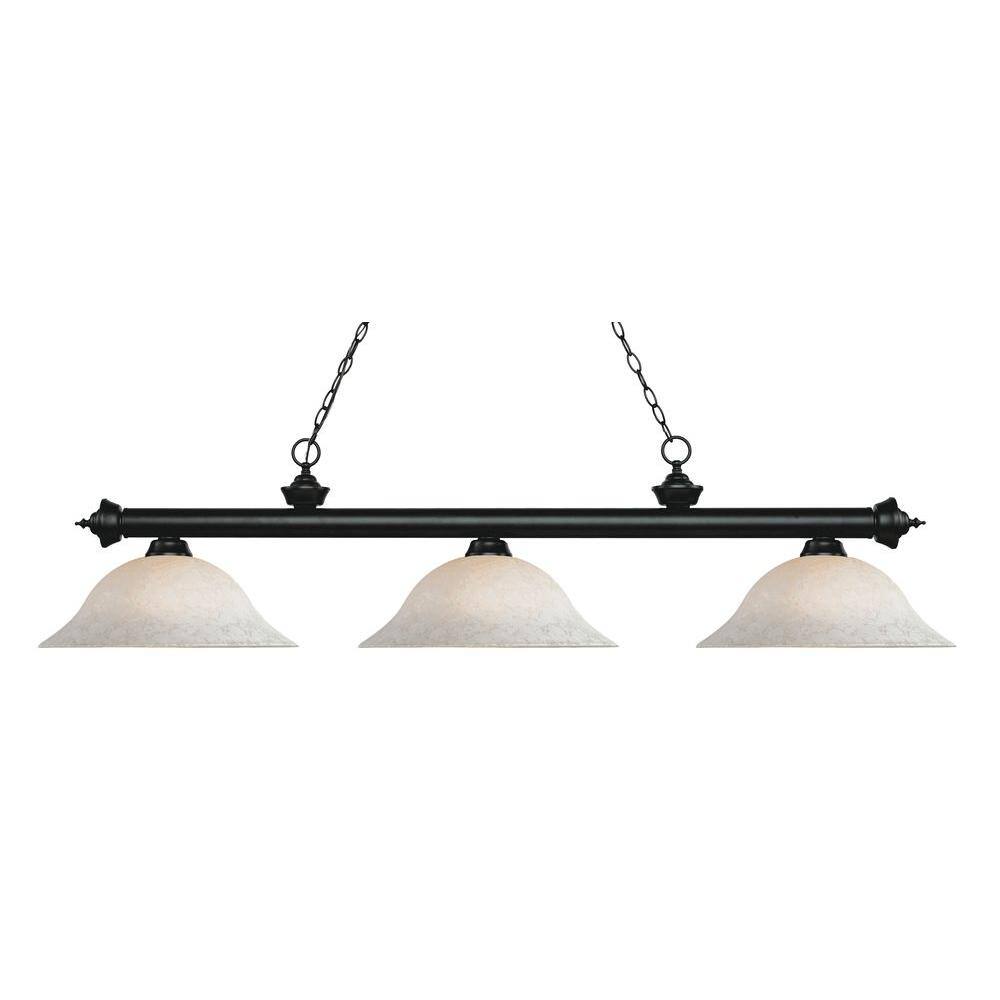 Riviera 59'' Matte Black and Antique Copper 3-Light Billiard Chandelier