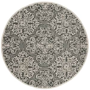 Trace Dark Gray/Light Gray 4 ft. x 4 ft. Geometric Floral Medallion Round Area Rug