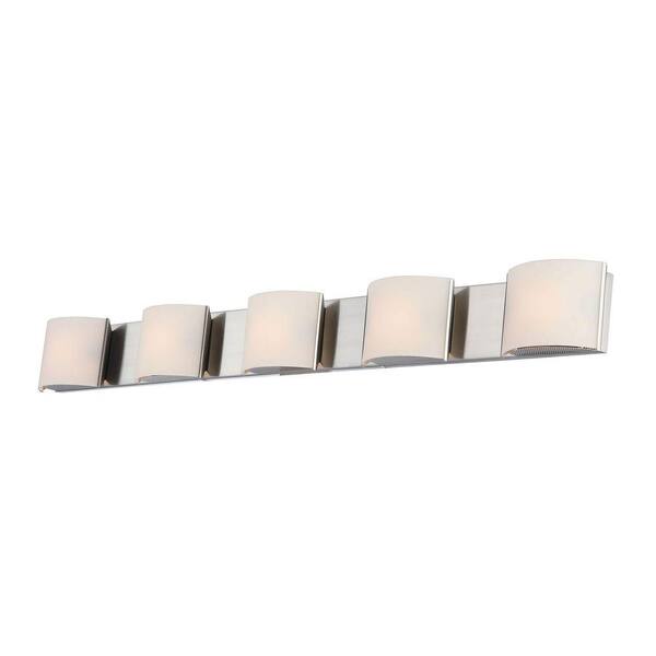 Titan Lighting Pandora 5-Light Chrome Vanity Light with White Opal Glass