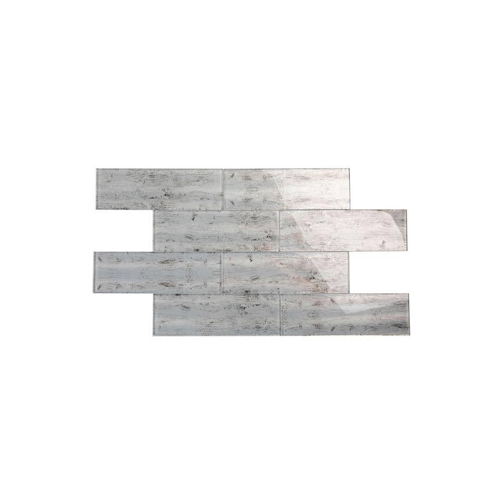 Silver Cedar 4x12 Glossy Glass Subway Tile