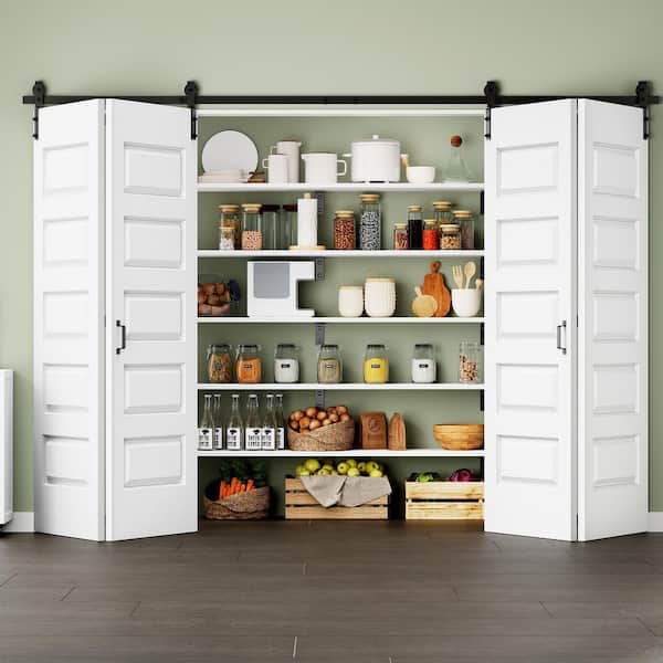 EH PUERTA 120 in. x 84 in. 5 Panel Bifold Closet Barn Door Save