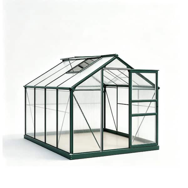 74.8 in. W x 99.3 in. D x 79 in. H Outdoor Greenhouse, Walk-in Greenhouse with Rain Gutter and Roof Vent, Dark Green