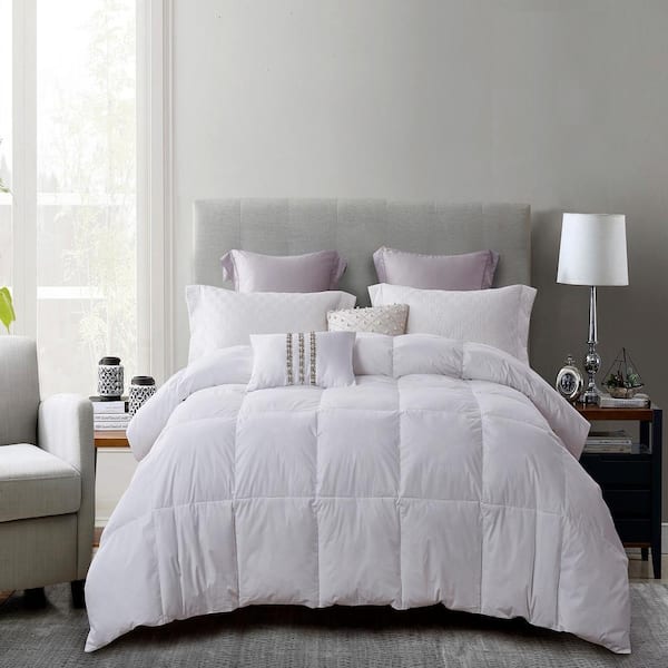White 100% Cotton Goose Feather and Down King Comforter