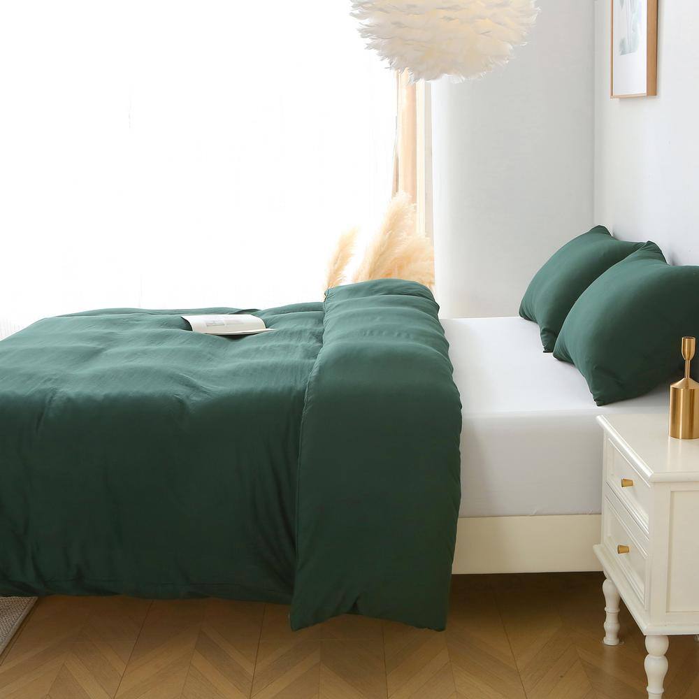 Emerald Green King Size Polyester Duvet Cover Set