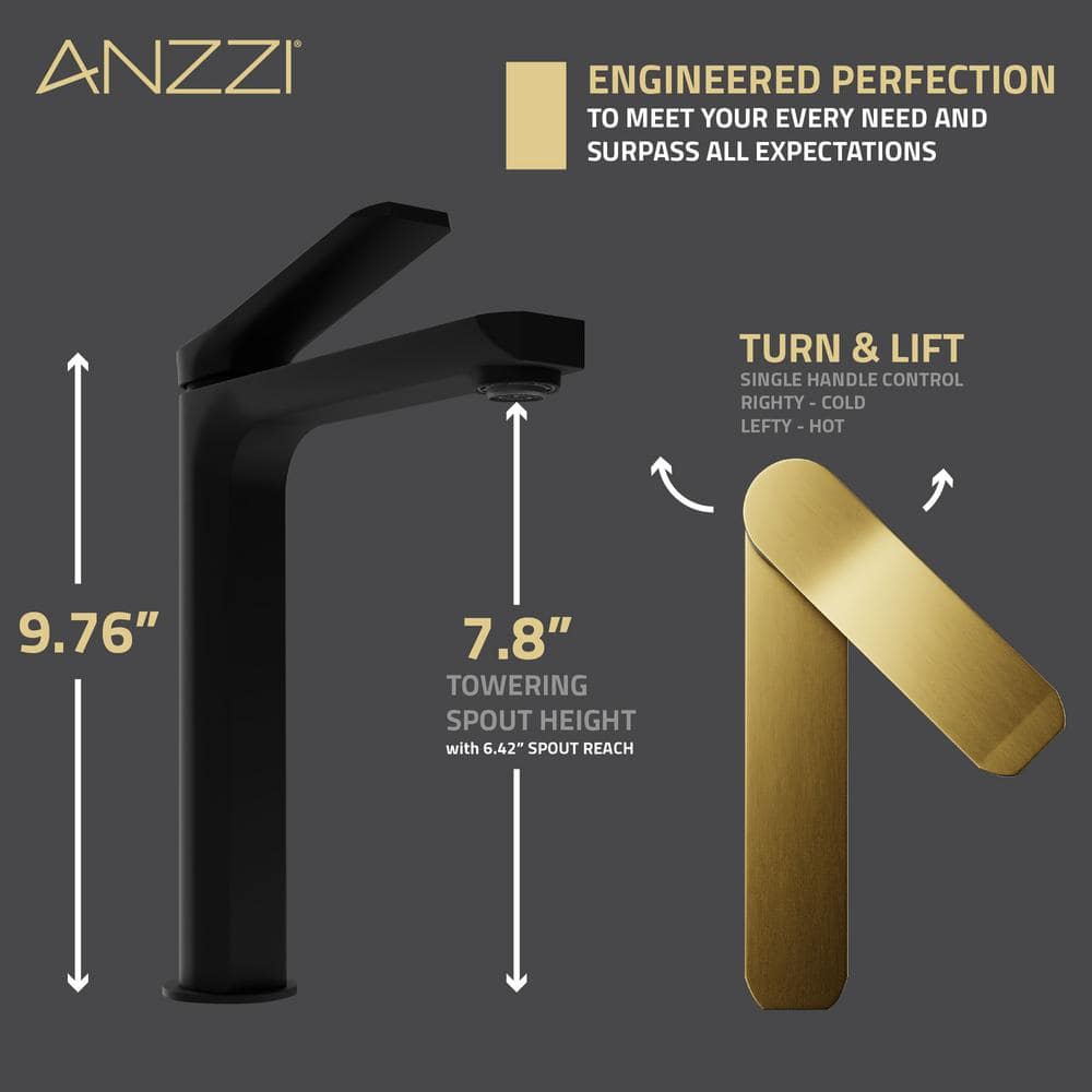 Matte Black and Brushed Gold Single Handle Bathroom Faucet