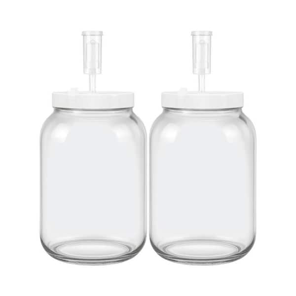 2 Pack Clear Glass 1 gal. Fermentation Jars for Kombucha Sourdough Starter with Fermentation Lid and Airlock