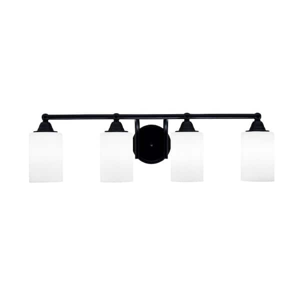Unbranded Madison 7 in. 4-Light Bath Bar, Matte Black, White Muslin Glass Vanity Light