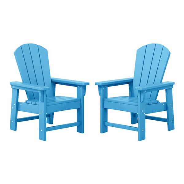 WESTIN OUTDOOR Children's Laguna Set-2 Outdoor Patio All Weather Fade Resistant Kids Poly Plastic Adirondack Chairs in Pacific Blue