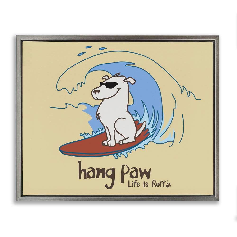Hang Paw Surfing Dog by LIR Gray Floater Frame Animal Graphic Art Print 25 in. x 31 in. price history on PriceWatchPro