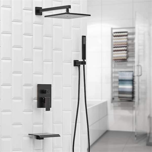 WANMAI Single Handle 1-Spray Wall Mount Tub and Shower Faucet 1.8 GPM Brass Shower Trim Kit in Oil Rubbed Bronze Valve Included