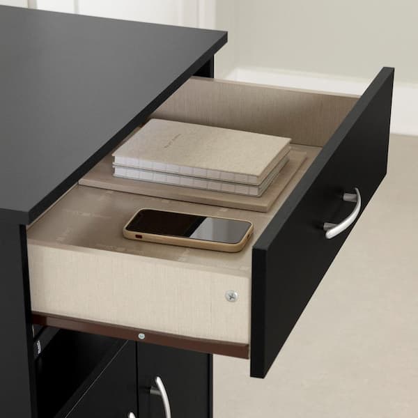 Axess Pure Black Microwave Cart with Storage