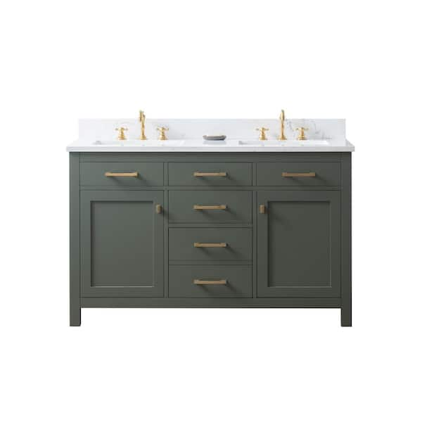 SUDIO Jasper 54 in. W x 22 in. D x 34 in. H Bath Vanity in Textured Natural  with Carrara White Engineered Stone Top with Sinks Jasper-54TN-D-E - The  Home Depot