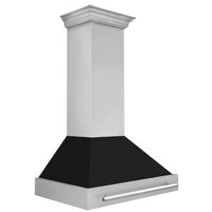 36 in. 400 CFM Ducted Vent Wall Mount Range Hood with Black Matte Shell in Stainless Steel