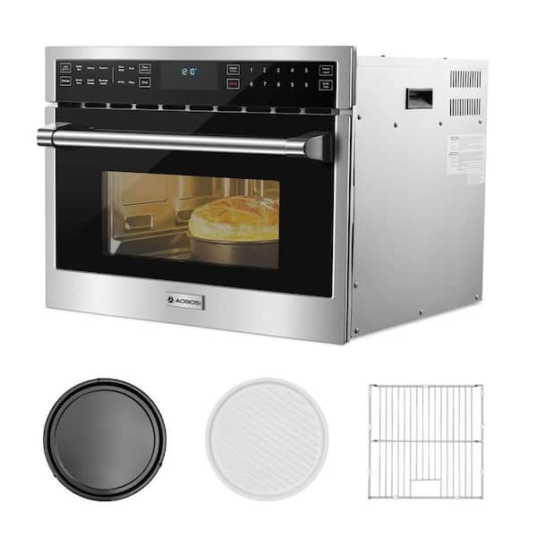 24 in 1.6 cu ft. Microwave Oven & Convection Oven 2-in-1,Single Electric Wall Oven,Safety Lock & Timer,Stainless Steel