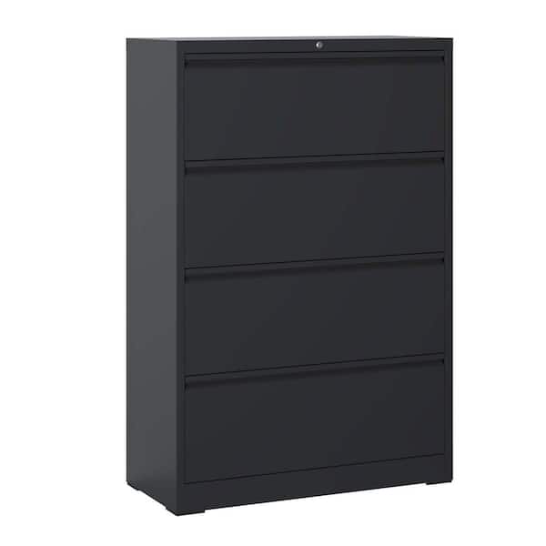 15.75 in. W 4 Drawer Metal File Cabinet with Lock, Black Filing Cabinets, Tool Chests