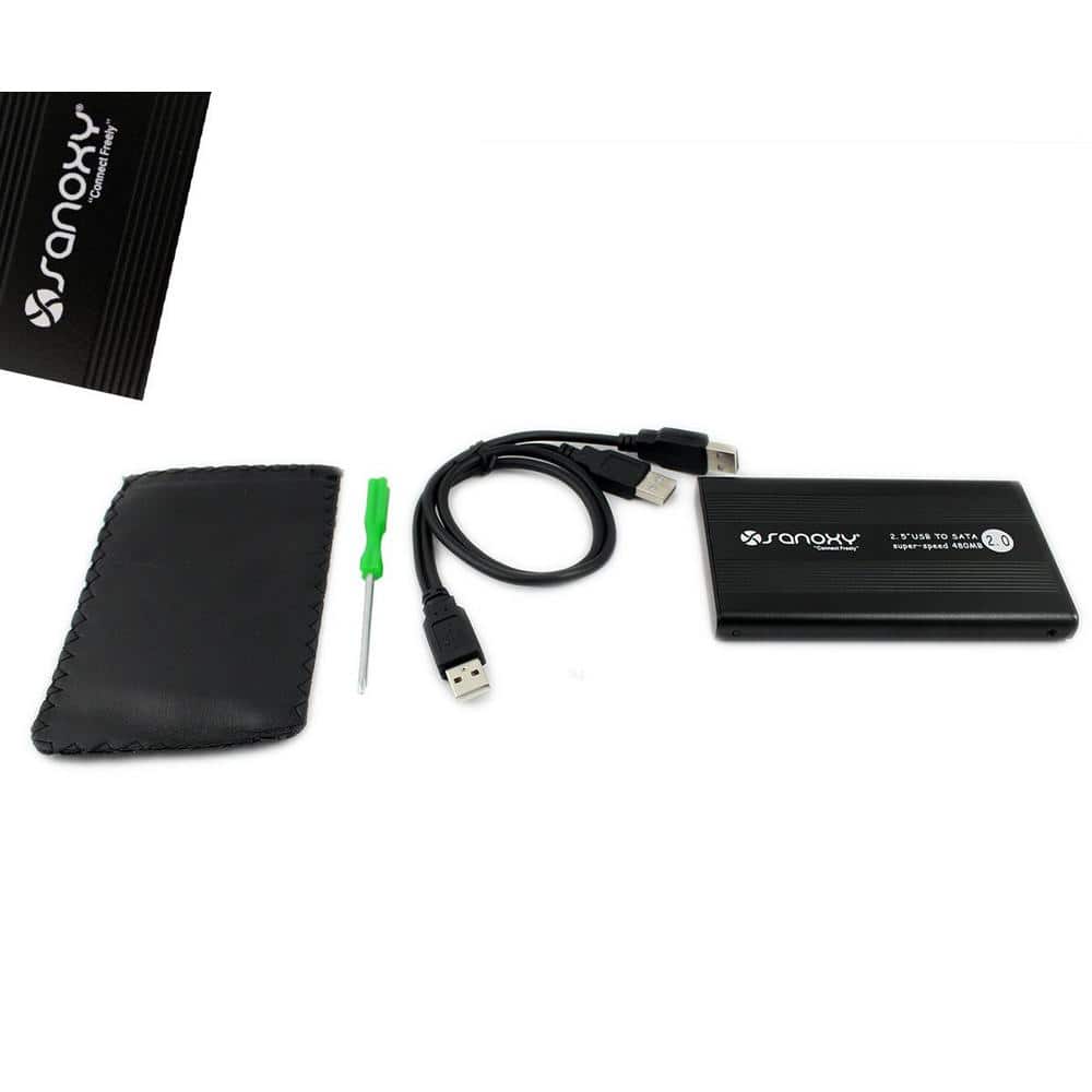 USB 2.0 External 2.5 in. HDD Enclosure Case for PC/Mac, SATA Black
