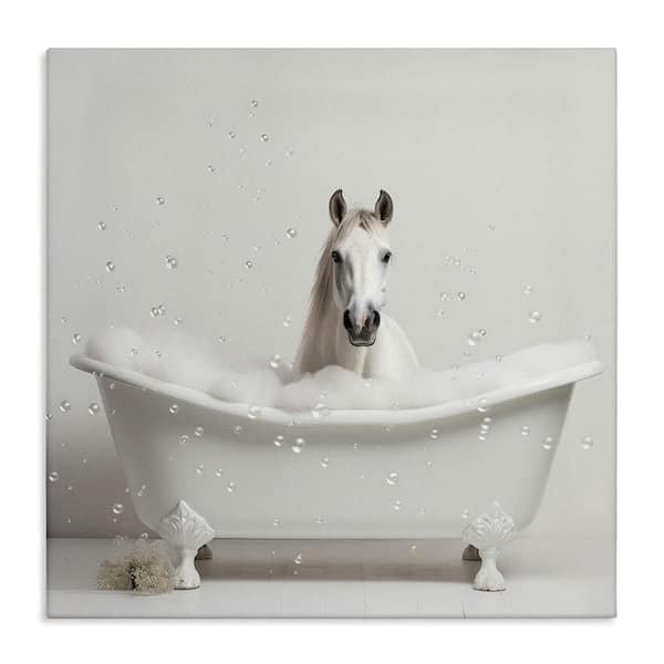 Horse Bubble Bath by Lazar Studio 1 Piece Unframed Animal Graphic Art Print 17 in. x 17 in.