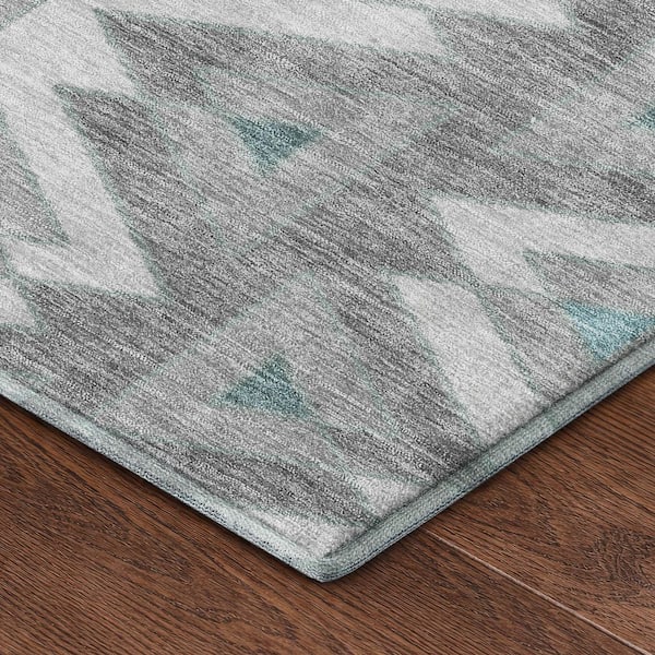 Mayfield Premium Machine Washable Abstract AMF2560 Silver 10 ft. x 14 ft. Area Rug