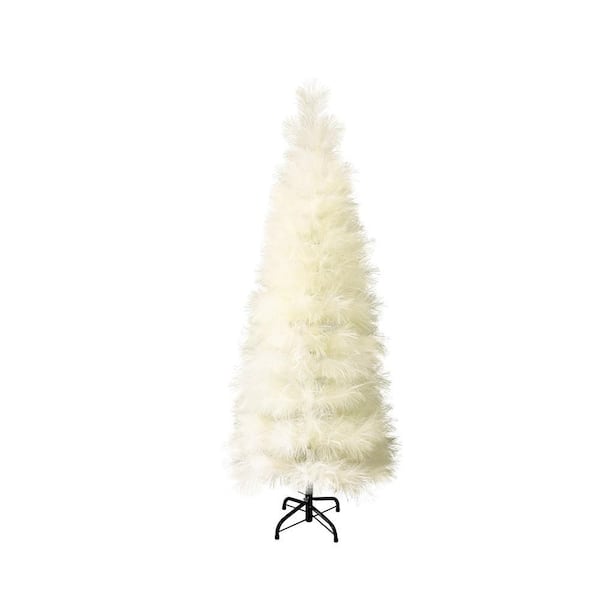 5 ft. Holiday Unlit Slim Pampas Artificial Christmas Tree in Natural Ivory