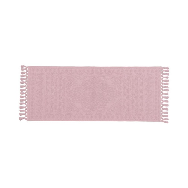 Nellore Lilac Pink 24 in. x 64 in. Fringe Solid Color Cotton Rectangle Bath Rug