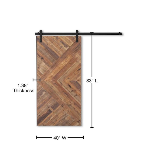 Urban Woodcraft 40-in x 83-in Oak Panel Flush Prefinished Oak Wood Single Barn Door (Hardware Included)