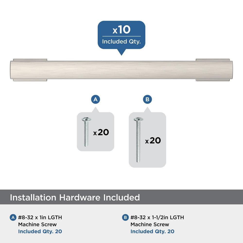 Satin Nickel Brushed Modern Cabinet Pull Bar with Mounting Hardware
