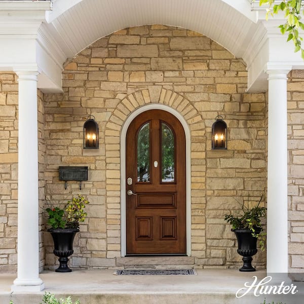 Hunter Kendra Bell 2 Light Matte Black Bell Hardwired Outdoor Lighting for Foyer / Entry Way
