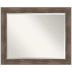 Hardwood Mocha 32.75 in. x 26.75 in. Rustic Rectangle Framed Bathroom Vanity Wall Mirror