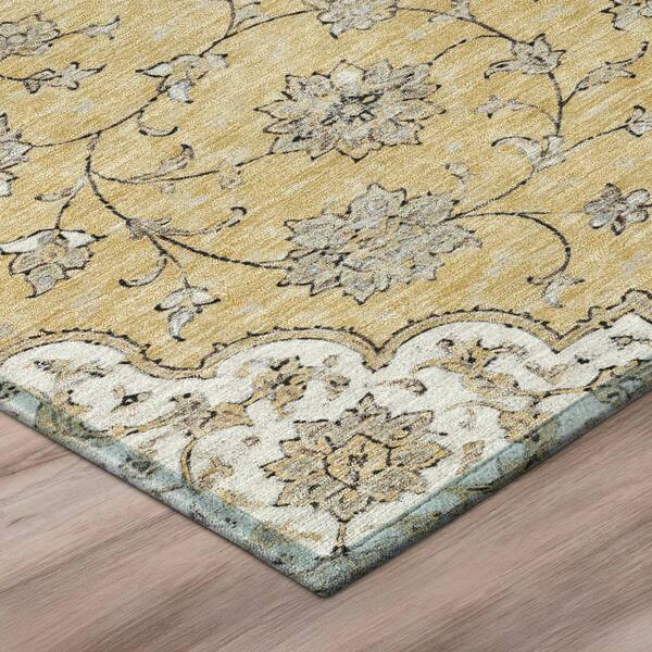 Chantille Machine Washable Indoor/Outdoor Abstract ACN3081 Gold 2 ft. x 3 ft. Accent Rug